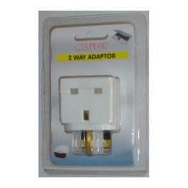 Omega 21110CS 2-Way Fused 10 Amp Adaptor In Clamshell Packaging White - New