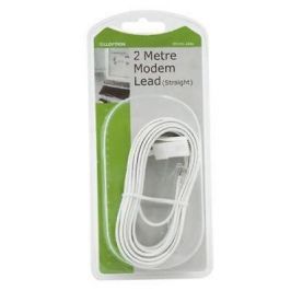 Lloytron A446 2m Home Office Fax xDSL Modem Telephone Cable Lead White Straight