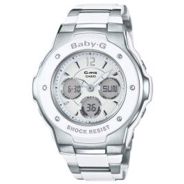Casio MSG300C/7B3E Digital and Analogue Baby G Alarm Chronograph Watch - White