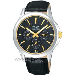 Pulsar PP6017X1 Quartz Analogue Movement Black Leather Strap Gents Watch - New