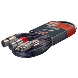Stagg STC3CMXF S Series 2x RCA Female XLR Male 3m/10ft Twin Cable Black - New