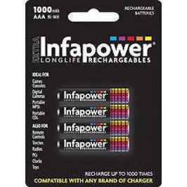 Infapower Rechargeable AAA Ni-MH Multi Usage Batteries 1.2v 1000mAh 4 Pack New