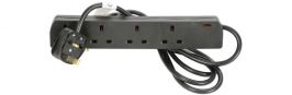 Mercury 430.836 2m Home Essentials 13A Max UK 4 Gang Mains Extension Leads - Blk