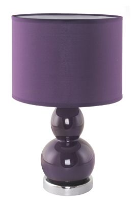 Lloytron L3108 Chardonnay Ceramic 13.5" 34cm Table Light Lamp Chrome Base Purple