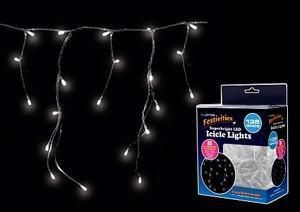 Lloytron Christmas Decoration Lights 135 White LED Icicle Clear Cable 8 Function