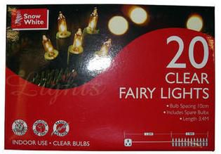 Snow White 20 Pack Clear Christmas Fairy Lights Indoor