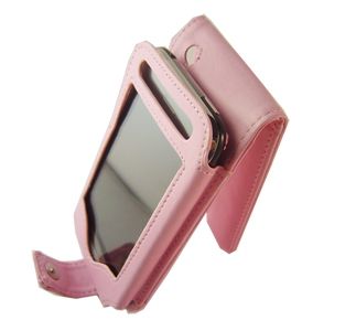 Pink Leather Flip Case Pouch for IPhone 3G Mobile Phone