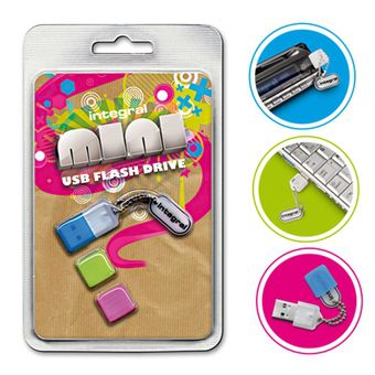 Integral 2Gb Mini Small USB Flash Drive Memory Stick Key Ring Chain Pink Blue