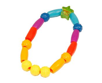 Tomy Y1475 Baby Teething Ring-Lock Unbreakable Beads Brightly Coloured Red Blue