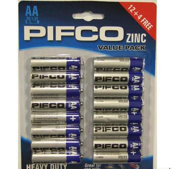 Pifco Value Pack 16 x AA Zinc Chloride 1.5v Batteries