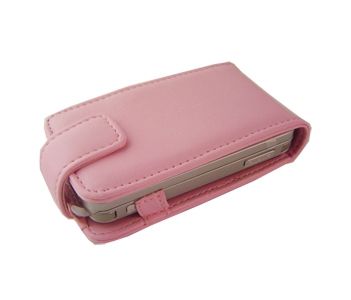 Pink Leather Flip Pouch Case for Nokia N96 Mobile Phone