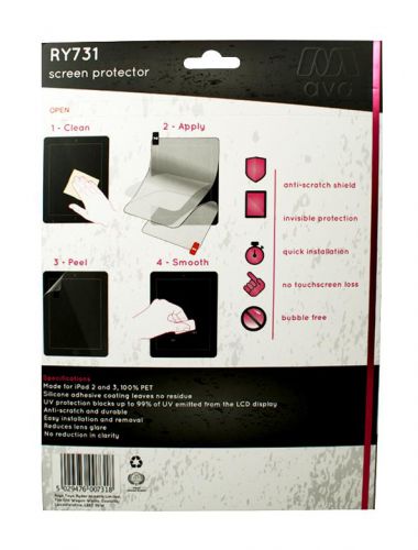 AVA RY731 iPad 2/3 Stick On Anti Scratch Screen Protector Cover Easy Install New