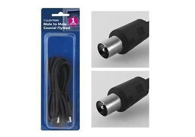 Lloytron A2201 Co-Axial Antenna Aerial TV Coax Flylead 9.5mm 1m Black Male Plug