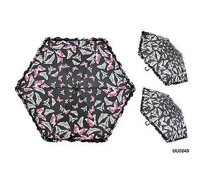 KS Brands UU0243 Assorted Butterfly Print 3 Section Supermini Umbrella - New