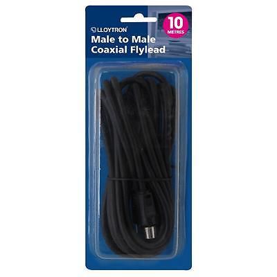 Lloytron A2207 Co-Axial Antenna Aerial TV Coax Flylead 9.5mm 10m Black Male Plug