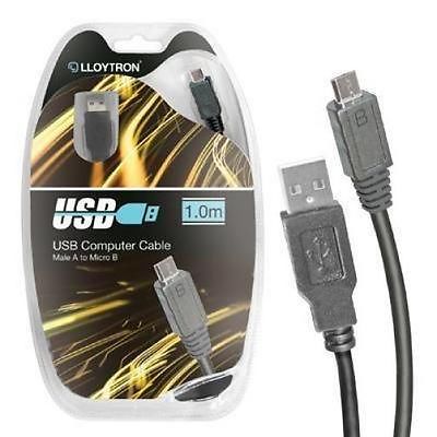 Lloytron A2332 Micro USB 2.0 Cable Smartphone Lead Male Type A MircoB 1.0m Black