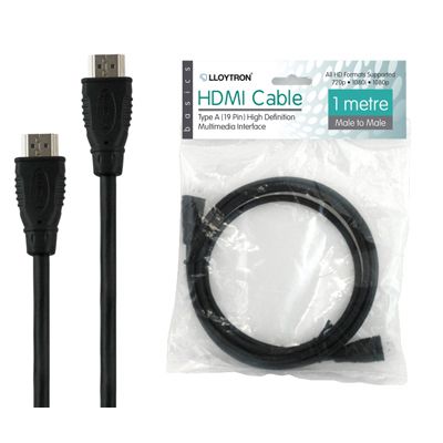 Lloytron A498 1m Basic HDMI TV BluRay Lead 1.3c Cable 720p 1080i 1080p Black New