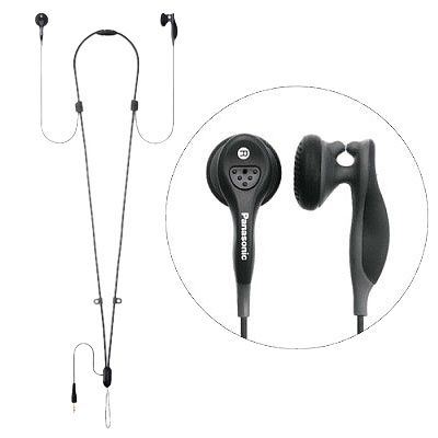 Panasonic Mp3 Stereo In Ear Headphones Neck Strap Black