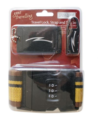 BoyzToys RY457 Travel Holiday Combination Pad Lock Luggage Strap & Tag Set Black