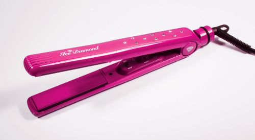 Ice Diamond Mini Size Hair Straighteners 200C Variable Temp Dual Voltage - Pink