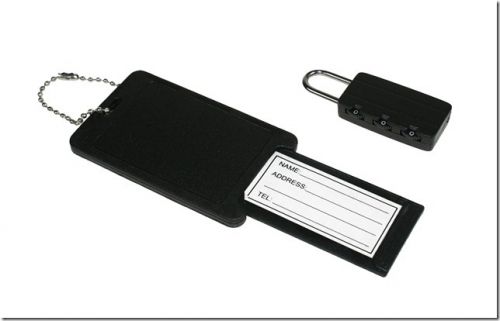 BoyzToys RY456 Travel Holiday Combination Pad Lock Luggage Tag Set New - Black