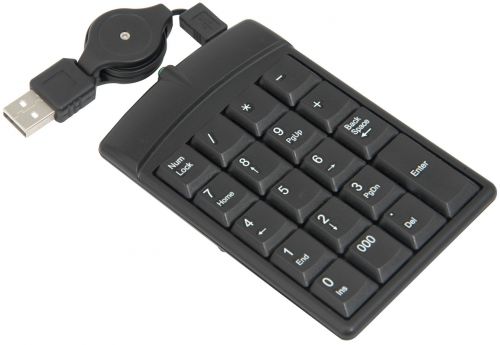 AV:Link 505.985 USB Laptop Travel Keyboard Keypad Numbers Retractable Lead Black
