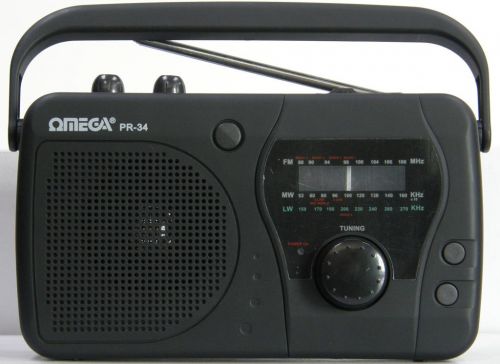 Omega PR-34 Portable MW/FM/LW Radio Carry Handle Tone Control Built In Speaker