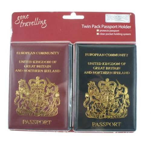 Boyztoys RY192 Passport Protective Case Cover Holder Travel Twin Pack Black Red