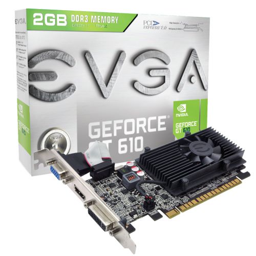 EVGA Nvidia GeForce GT-610 PC Graphics Card 2GB DDR3 PCI-E 64 Bit PureVideo HD