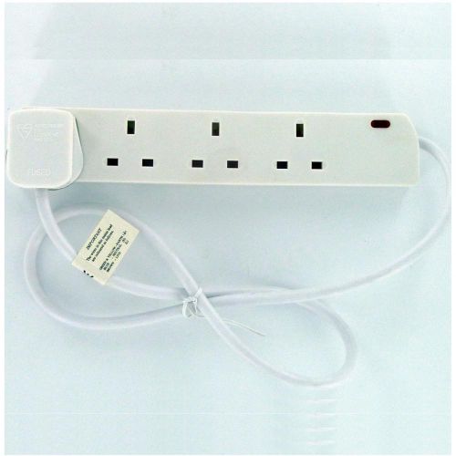 Omega 21641 4 Way Socket 1 Meter Extension Lead With 13 Amp Fused Fitted - White