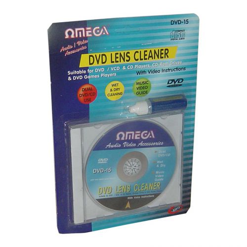 Omega 23015 Universal CD DVD Wet Dry Lens Cleaner Kit Improve Playback & Music