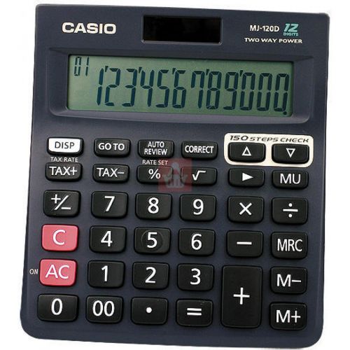 Casio DJ120D Large Desktop Calculator Battery Solar Power 12 Digit Display Tax