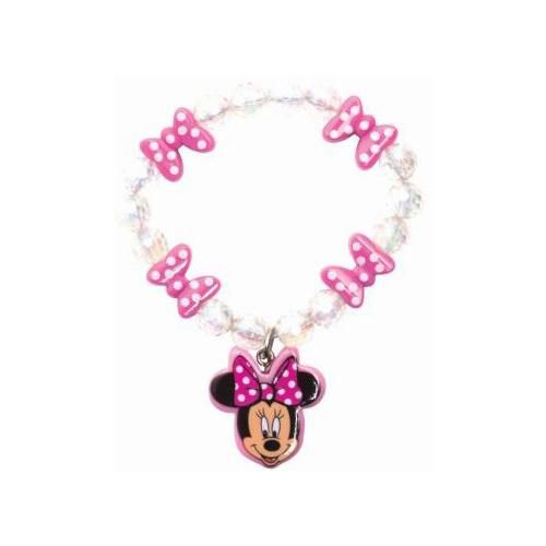 Disney 491684U Minnie Mouse Beaded Bracelet With Minnie Mouse Charm And Bows New