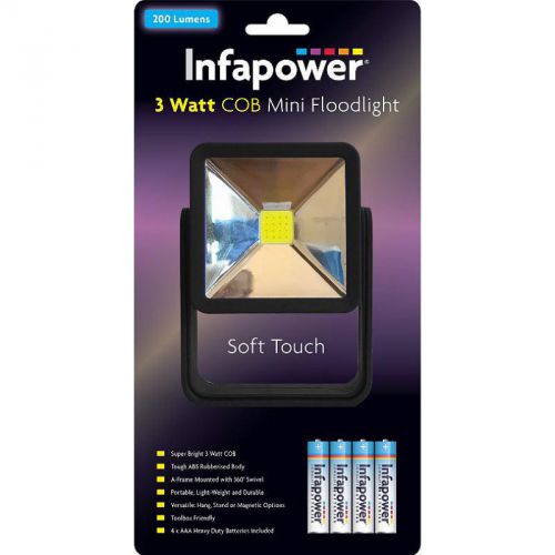 Infapower F047 ABS Body Super Bright 200 Lumens 3 Watt COB Mini Floodlight - Blk