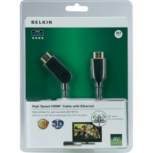 Belkin F3Y024BF2M High Speed 2M 3D HDMI Cable Ethernet 180 Swivel Plug Black New
