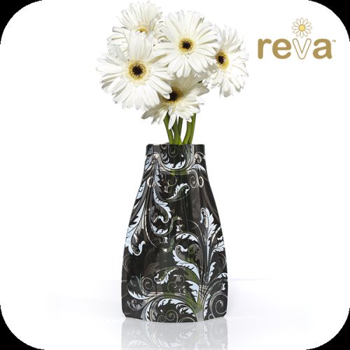 Reva Vase GH-RV6 Black & White Ivy Themed Personalize Expanding Flower Vase
