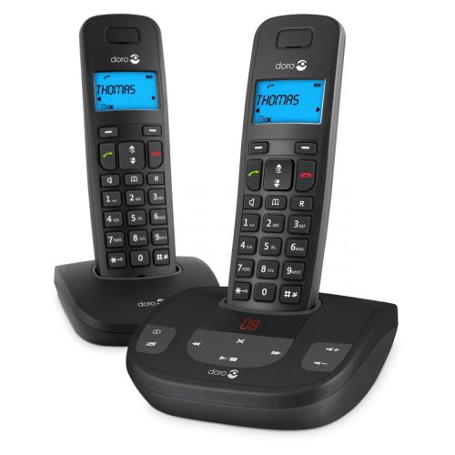 Doro Formula 8 Twin Cordless Telephone Caller ID Display Answering Machine New