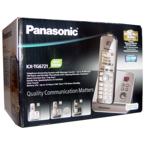 Panasonic KX-TG6721 Digital Cordless Phone Speaker Called ID LCD Display Silver