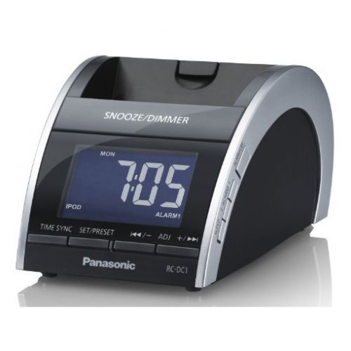 Panasonic RC-DC1 iPod Charging Dock Station Clock FM Radio Alarm 2.6w RMS Black