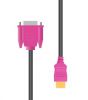 AVA RY720 HDMI to DVI-D Cable PC Monitor Lead 1.8m Length - Pink Connectors New
