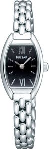 Pulsar PEGF45X1 Ladies Dress Wrist Watch White Metal Case & Bracelet Black Dial